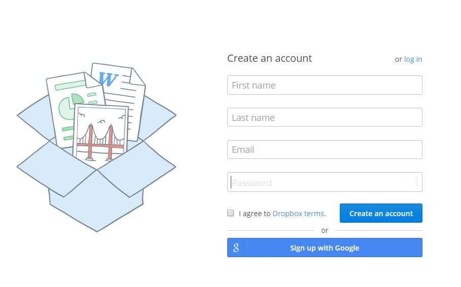 dropbox-create account