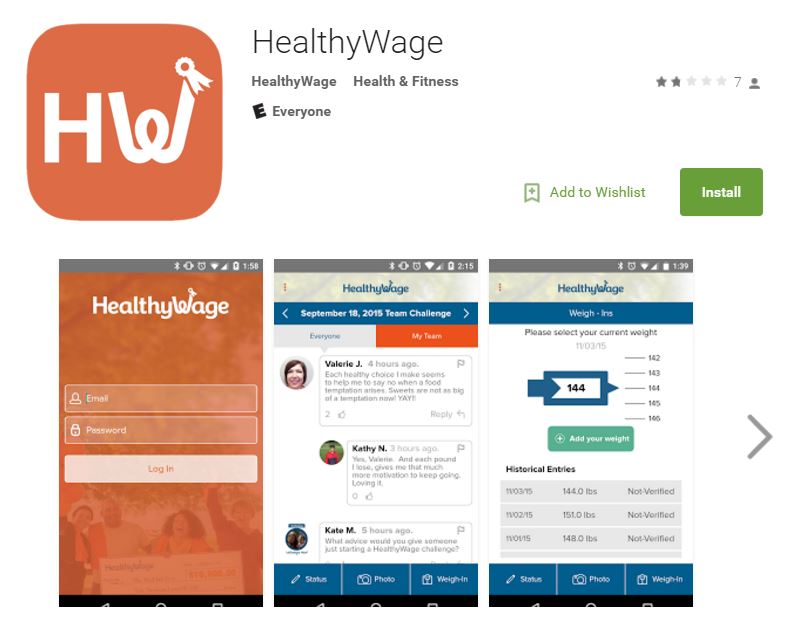 Healthy Wage App from Google Play Store