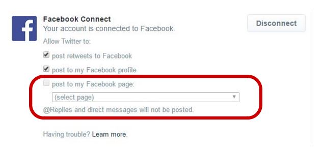 Select the option to post to my Facebook page