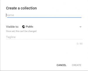 Fill out this form to create a collection in Google+